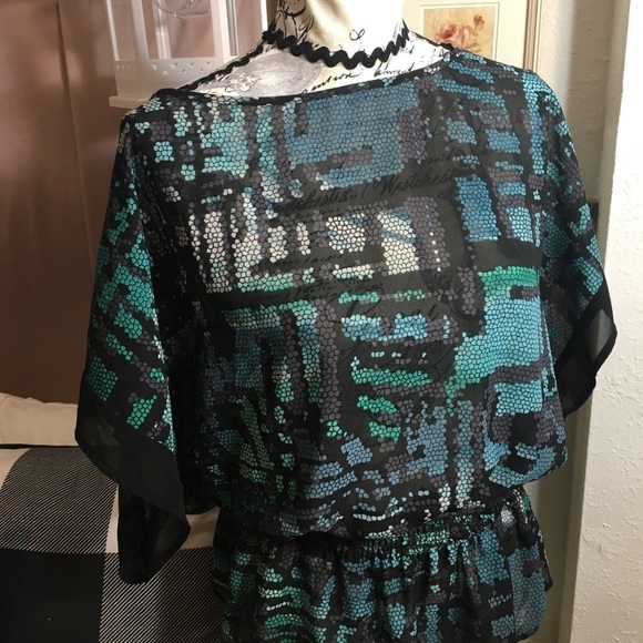 Miss Tina elastic ruffle waist with oversized sleeve blouse - Picture 2 of 7